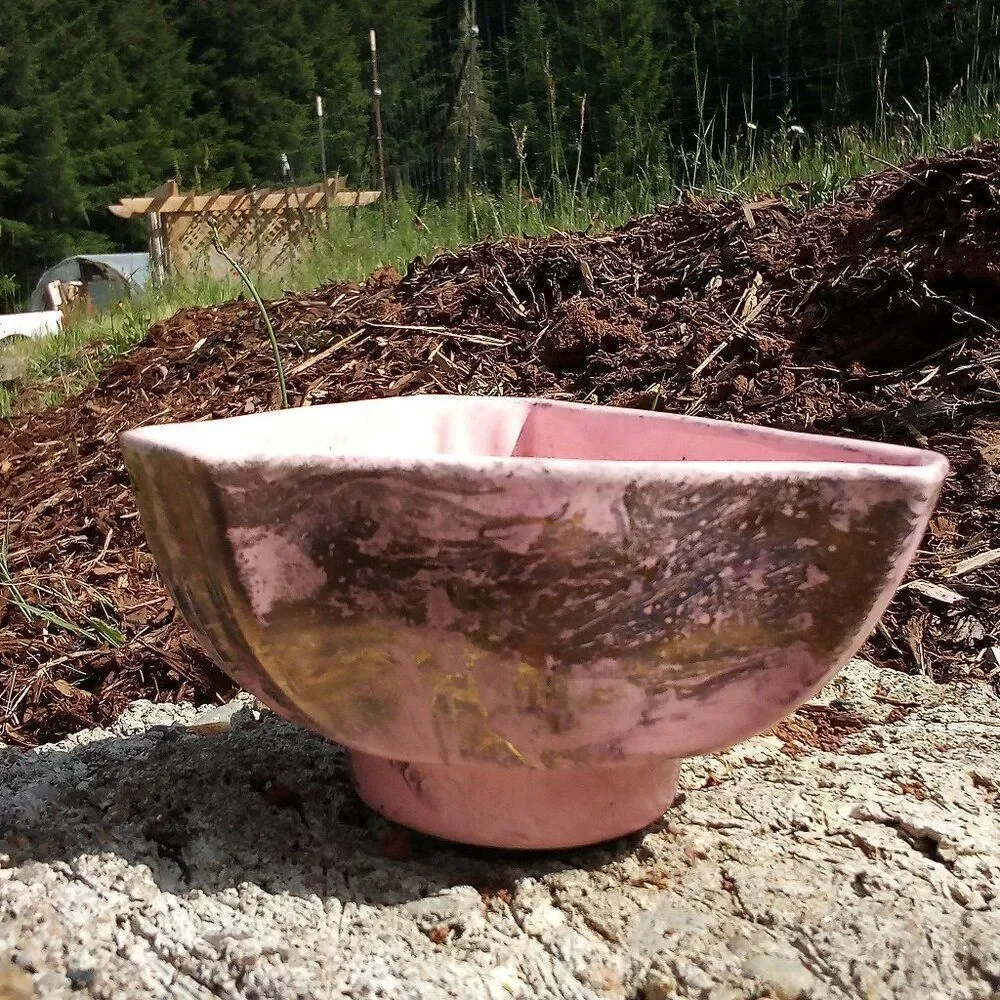 Vintage MCM Lane & Co Van Nuys Ceramic Ashtray Trinket Pink 444